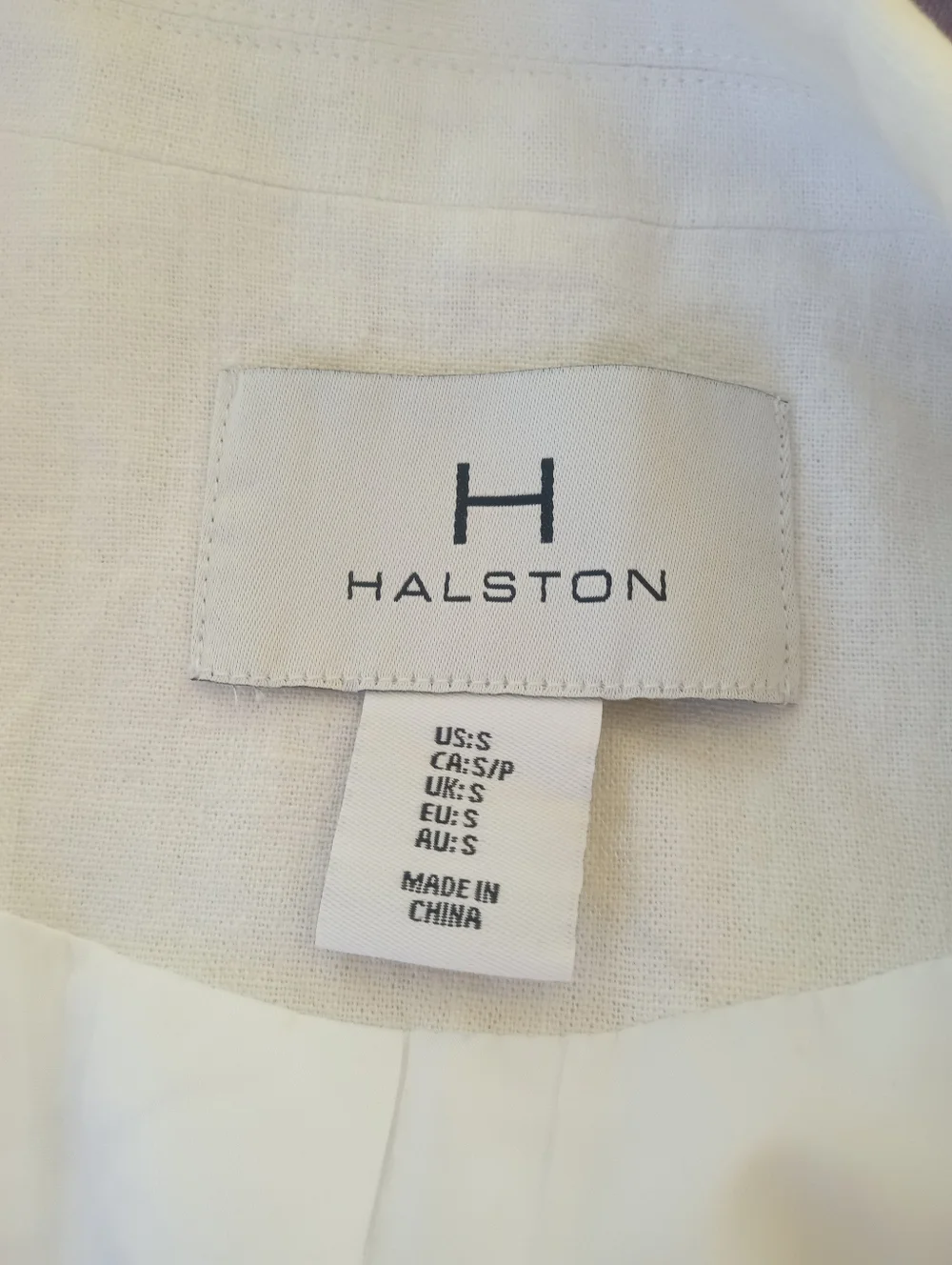 HALSTON Linen Blend White Double Breasted Blazer | S - Picture 9 of 9